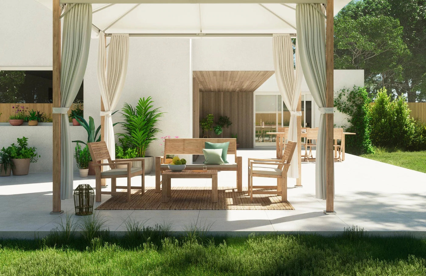 Natürliche Gartenmöbel aus Akazienholz aus sozial förderlicher und wirtschaftlich nachhaltiger Forstbewirtschaftung
